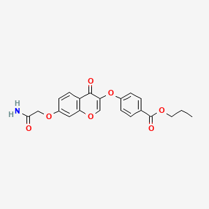 molecular formula C21H19NO7 B2963603 propyl 4-{[7-(carbamoylmethoxy)-4-oxo-4H-chromen-3-yl]oxy}benzoate CAS No. 848062-43-1
