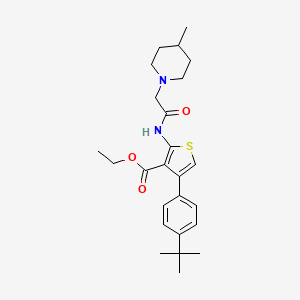 molecular formula C25H34N2O3S B2963616 ethyl 4-(4-tert-butylphenyl)-2-[2-(4-methylpiperidin-1-yl)acetamido]thiophene-3-carboxylate CAS No. 670269-75-7