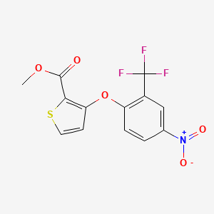 molecular formula C13H8F3NO5S B2963642 Methyl 3-[4-nitro-2-(trifluoromethyl)phenoxy]-2-thiophenecarboxylate CAS No. 252026-98-5