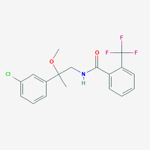 molecular formula C18H17ClF3NO2 B2963665 N-[2-(3-chlorophenyl)-2-methoxypropyl]-2-(trifluoromethyl)benzamide CAS No. 1788677-49-5