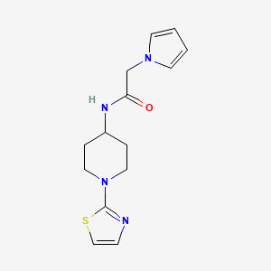 molecular formula C14H18N4OS B2963695 2-(1H-pyrrol-1-yl)-N-(1-(thiazol-2-yl)piperidin-4-yl)acetamide CAS No. 1448050-66-5