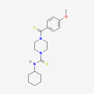 molecular formula C19H27N3OS2 B2963696 N-cyclohexyl-4-(4-methoxybenzenecarbothioyl)piperazine-1-carbothioamide CAS No. 899942-32-6