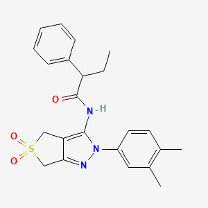 molecular formula C23H25N3O3S B2963699 N-[2-(3,4-dimethylphenyl)-5,5-dioxo-2H,4H,6H-5lambda6-thieno[3,4-c]pyrazol-3-yl]-2-phenylbutanamide CAS No. 681267-89-0