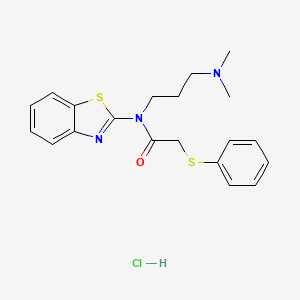 molecular formula C20H24ClN3OS2 B2963717 N-(benzo[d]thiazol-2-yl)-N-(3-(dimethylamino)propyl)-2-(phenylthio)acetamide hydrochloride CAS No. 1215628-17-3