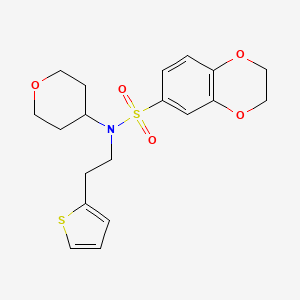 molecular formula C19H23NO5S2 B2963774 N-(oxan-4-yl)-N-[2-(thiophen-2-yl)ethyl]-2,3-dihydro-1,4-benzodioxine-6-sulfonamide CAS No. 1797605-37-8