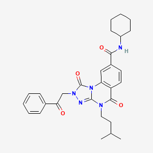 molecular formula C29H33N5O4 B2963775 N-cyclohexyl-4-(3-methylbutyl)-1,5-dioxo-2-(2-oxo-2-phenylethyl)-1H,2H,4H,5H-[1,2,4]triazolo[4,3-a]quinazoline-8-carboxamide CAS No. 1223914-48-4