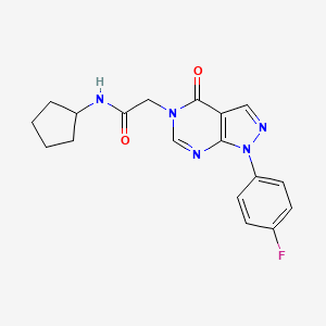 molecular formula C18H18FN5O2 B2963795 N-cyclopentyl-2-[1-(4-fluorophenyl)-4-oxo-1H,4H,5H-pyrazolo[3,4-d]pyrimidin-5-yl]acetamide CAS No. 852450-69-2