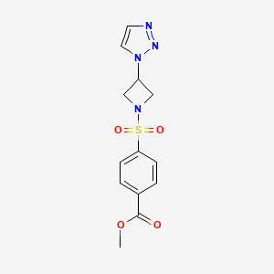 molecular formula C13H14N4O4S B2963815 methyl 4-{[3-(1H-1,2,3-triazol-1-yl)azetidin-1-yl]sulfonyl}benzoate CAS No. 2194849-30-2