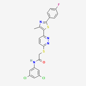 molecular formula C22H15Cl2FN4OS2 B2963875 N-(3,5-dichlorophenyl)-2-((6-(2-(4-fluorophenyl)-4-methylthiazol-5-yl)pyridazin-3-yl)thio)acetamide CAS No. 923173-30-2
