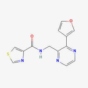 molecular formula C13H10N4O2S B2963885 N-((3-(furan-3-yl)pyrazin-2-yl)methyl)thiazole-4-carboxamide CAS No. 2034236-96-7