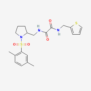 molecular formula C20H25N3O4S2 B2963899 N-{[1-(2,5-dimethylbenzenesulfonyl)pyrrolidin-2-yl]methyl}-N'-[(thiophen-2-yl)methyl]ethanediamide CAS No. 896286-73-0