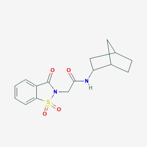 molecular formula C16H18N2O4S B296390 N-bicyclo[2.2.1]hept-2-yl-2-(1,1-dioxido-3-oxo-1,2-benzisothiazol-2(3H)-yl)acetamide 