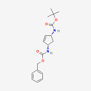 molecular formula C18H24N2O4 B2963946 (1R,4S)-(4-Benzyloxycarbonylamino-cyclopent-2-enyl)-carbamic acid tert-butyl ester CAS No. 1931997-83-9