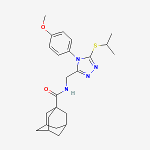 molecular formula C24H32N4O2S B2963965 N-{[4-(4-methoxyphenyl)-5-(propan-2-ylsulfanyl)-4H-1,2,4-triazol-3-yl]methyl}adamantane-1-carboxamide CAS No. 477299-54-0
