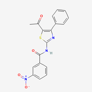 molecular formula C18H13N3O4S B2963969 N-(5-acetyl-4-phenyl-1,3-thiazol-2-yl)-3-nitrobenzamide CAS No. 391221-26-4