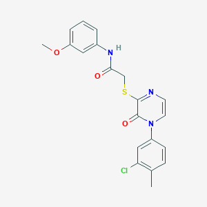 molecular formula C20H18ClN3O3S B2963974 2-{[4-(3-chloro-4-methylphenyl)-3-oxo-3,4-dihydropyrazin-2-yl]sulfanyl}-N-(3-methoxyphenyl)acetamide CAS No. 899944-31-1