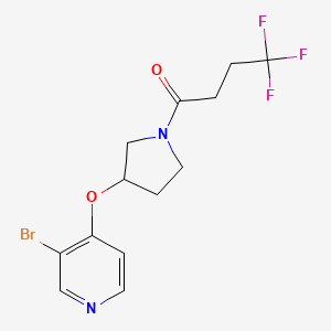 molecular formula C13H14BrF3N2O2 B2964069 1-{3-[(3-Bromopyridin-4-yl)oxy]pyrrolidin-1-yl}-4,4,4-trifluorobutan-1-one CAS No. 2380183-02-6
