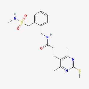 molecular formula C19H26N4O3S2 B2964098 3-[4,6-dimethyl-2-(methylsulfanyl)pyrimidin-5-yl]-N-({2-[(methylsulfamoyl)methyl]phenyl}methyl)propanamide CAS No. 1119369-95-7