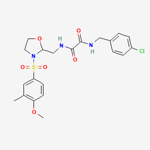 molecular formula C21H24ClN3O6S B2964130 N'-[(4-chlorophenyl)methyl]-N-{[3-(4-methoxy-3-methylbenzenesulfonyl)-1,3-oxazolidin-2-yl]methyl}ethanediamide CAS No. 868983-87-3