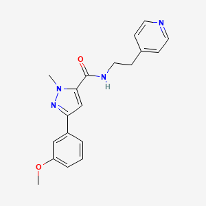 molecular formula C19H20N4O2 B2964150 3-(3-methoxyphenyl)-1-methyl-N-(2-(pyridin-4-yl)ethyl)-1H-pyrazole-5-carboxamide CAS No. 1219912-54-5
