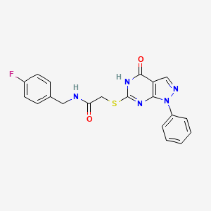 molecular formula C20H16FN5O2S B2964153 N-(4-fluorobenzyl)-2-((4-oxo-1-phenyl-4,5-dihydro-1H-pyrazolo[3,4-d]pyrimidin-6-yl)thio)acetamide CAS No. 930448-17-2