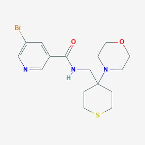 molecular formula C16H22BrN3O2S B2964165 5-bromo-N-{[4-(morpholin-4-yl)thian-4-yl]methyl}pyridine-3-carboxamide CAS No. 2380167-54-2