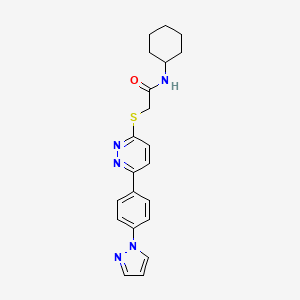 molecular formula C21H23N5OS B2964174 N-cyclohexyl-2-({6-[4-(1H-pyrazol-1-yl)phenyl]pyridazin-3-yl}sulfanyl)acetamide CAS No. 1004184-62-6