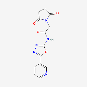 molecular formula C13H11N5O4 B2964209 2-(2,5-dioxopyrrolidin-1-yl)-N-(5-(pyridin-3-yl)-1,3,4-oxadiazol-2-yl)acetamide CAS No. 887865-91-0