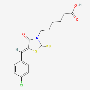 6-[(5Z)-5-(4-Chlorobenzylidene)-4-oxo-2-thioxo-1,3-thiazolidin-3-yl]hexanoic acid