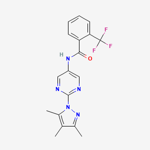 2-(trifluoromethyl)-N-(2-(3,4,5-trimethyl-1H-pyrazol-1-yl)pyrimidin-5-yl)benzamide