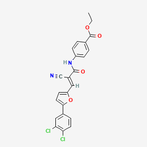 molecular formula C23H16Cl2N2O4 B2964249 ethyl 4-{2-cyano-3-[5-(3,4-dichlorophenyl)furan-2-yl]prop-2-enamido}benzoate CAS No. 341928-00-5