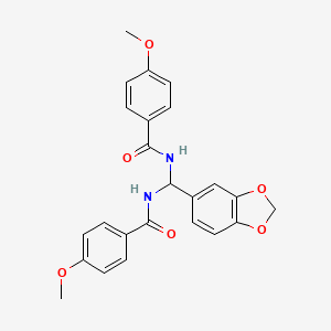 molecular formula C24H22N2O6 B2964271 N-[(2H-1,3-benzodioxol-5-yl)[(4-methoxyphenyl)formamido]methyl]-4-methoxybenzamide CAS No. 618862-81-0