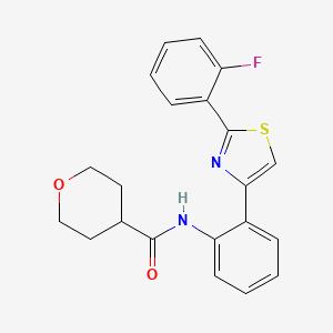 molecular formula C21H19FN2O2S B2964280 N-(2-(2-(2-fluorophenyl)thiazol-4-yl)phenyl)tetrahydro-2H-pyran-4-carboxamide CAS No. 1795089-11-0