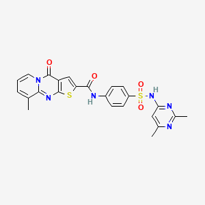 molecular formula C24H20N6O4S2 B2964282 N-(4-(N-(2,6-dimethylpyrimidin-4-yl)sulfamoyl)phenyl)-9-methyl-4-oxo-4H-pyrido[1,2-a]thieno[2,3-d]pyrimidine-2-carboxamide CAS No. 690252-50-7