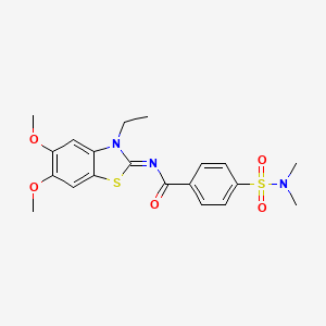 molecular formula C20H23N3O5S2 B2964295 (Z)-4-(N,N-dimethylsulfamoyl)-N-(3-ethyl-5,6-dimethoxybenzo[d]thiazol-2(3H)-ylidene)benzamide CAS No. 895454-12-3