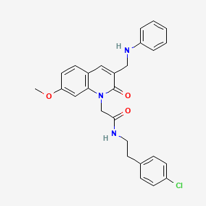 molecular formula C27H26ClN3O3 B2964297 N-[2-(4-chlorophenyl)ethyl]-2-{7-methoxy-2-oxo-3-[(phenylamino)methyl]-1,2-dihydroquinolin-1-yl}acetamide CAS No. 932470-16-1