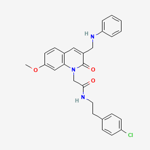 2-[3-(anilinomethyl)-7-methoxy-2-oxoquinolin-1(2H)-yl]-N-[2-(4-chlorophenyl)ethyl]acetamide