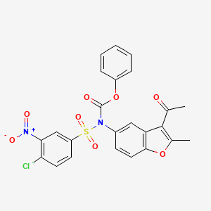 molecular formula C24H17ClN2O8S B2964321 Phenyl (3-acetyl-2-methylbenzofuran-5-yl)((4-chloro-3-nitrophenyl)sulfonyl)carbamate CAS No. 406475-56-7