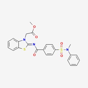 molecular formula C24H21N3O5S2 B2964376 methyl 2-[(2Z)-2-({4-[methyl(phenyl)sulfamoyl]benzoyl}imino)-2,3-dihydro-1,3-benzothiazol-3-yl]acetate CAS No. 865197-75-7