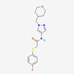 B2964420 2-((4-fluorophenyl)thio)-N-(1-((tetrahydro-2H-pyran-4-yl)methyl)-1H-pyrazol-4-yl)acetamide CAS No. 1705350-86-2