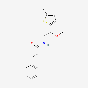 molecular formula C17H21NO2S B2964423 N-[2-Methoxy-2-(5-methylthiophen-2-YL)ethyl]-3-phenylpropanamide CAS No. 1797875-72-9