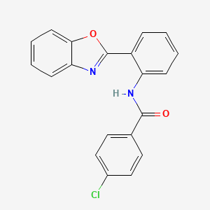 molecular formula C20H13ClN2O2 B2964478 N-[2-(1,3-benzoxazol-2-yl)phenyl]-4-chlorobenzamide CAS No. 477498-93-4