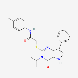 molecular formula C25H26N4O2S B2964487 N-(3,4-dimethylphenyl)-2-((3-isopropyl-4-oxo-7-phenyl-4,5-dihydro-3H-pyrrolo[3,2-d]pyrimidin-2-yl)thio)acetamide CAS No. 2034573-83-4