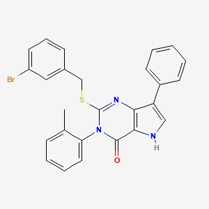 molecular formula C26H20BrN3OS B2964488 2-((3-bromobenzyl)thio)-7-phenyl-3-(o-tolyl)-3H-pyrrolo[3,2-d]pyrimidin-4(5H)-one CAS No. 2034582-60-8