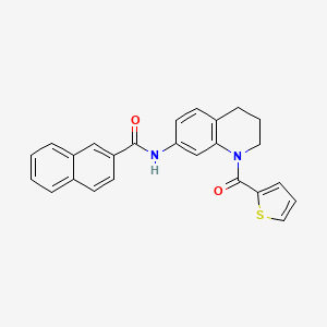 molecular formula C25H20N2O2S B2964495 N-(1-(thiophene-2-carbonyl)-1,2,3,4-tetrahydroquinolin-7-yl)-2-naphthamide CAS No. 941950-16-9