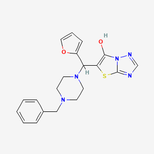 molecular formula C20H21N5O2S B2964496 5-((4-Benzylpiperazin-1-yl)(furan-2-yl)methyl)thiazolo[3,2-b][1,2,4]triazol-6-ol CAS No. 868220-83-1