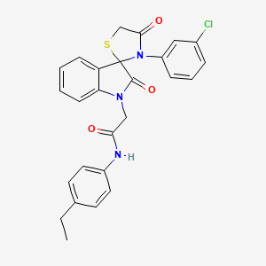 B2964577 2-(3'-(3-chlorophenyl)-2,4'-dioxospiro[indoline-3,2'-thiazolidin]-1-yl)-N-(4-ethylphenyl)acetamide CAS No. 893786-50-0