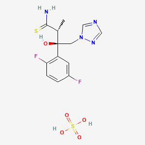 molecular formula C13H16F2N4O5S2 B2964578 (2R,3R)-3-(2,5-Difluorophenyl)-3-hydroxy-2-methyl-4-(1H-1,2,4-triazol-1-yl)thiobutyramide sulfate CAS No. 1286730-01-5