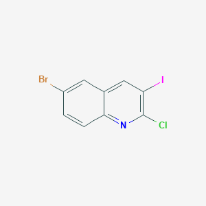 molecular formula C9H4BrClIN B2964586 6-Bromo-2-chloro-3-iodoquinoline CAS No. 916429-26-0