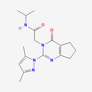 molecular formula C17H23N5O2 B2964587 2-[2-(3,5-dimethyl-1H-pyrazol-1-yl)-4-oxo-3H,4H,5H,6H,7H-cyclopenta[d]pyrimidin-3-yl]-N-(propan-2-yl)acetamide CAS No. 1019102-03-4